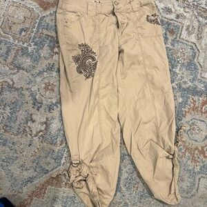 Neutral Trousers with‎ Button Detail